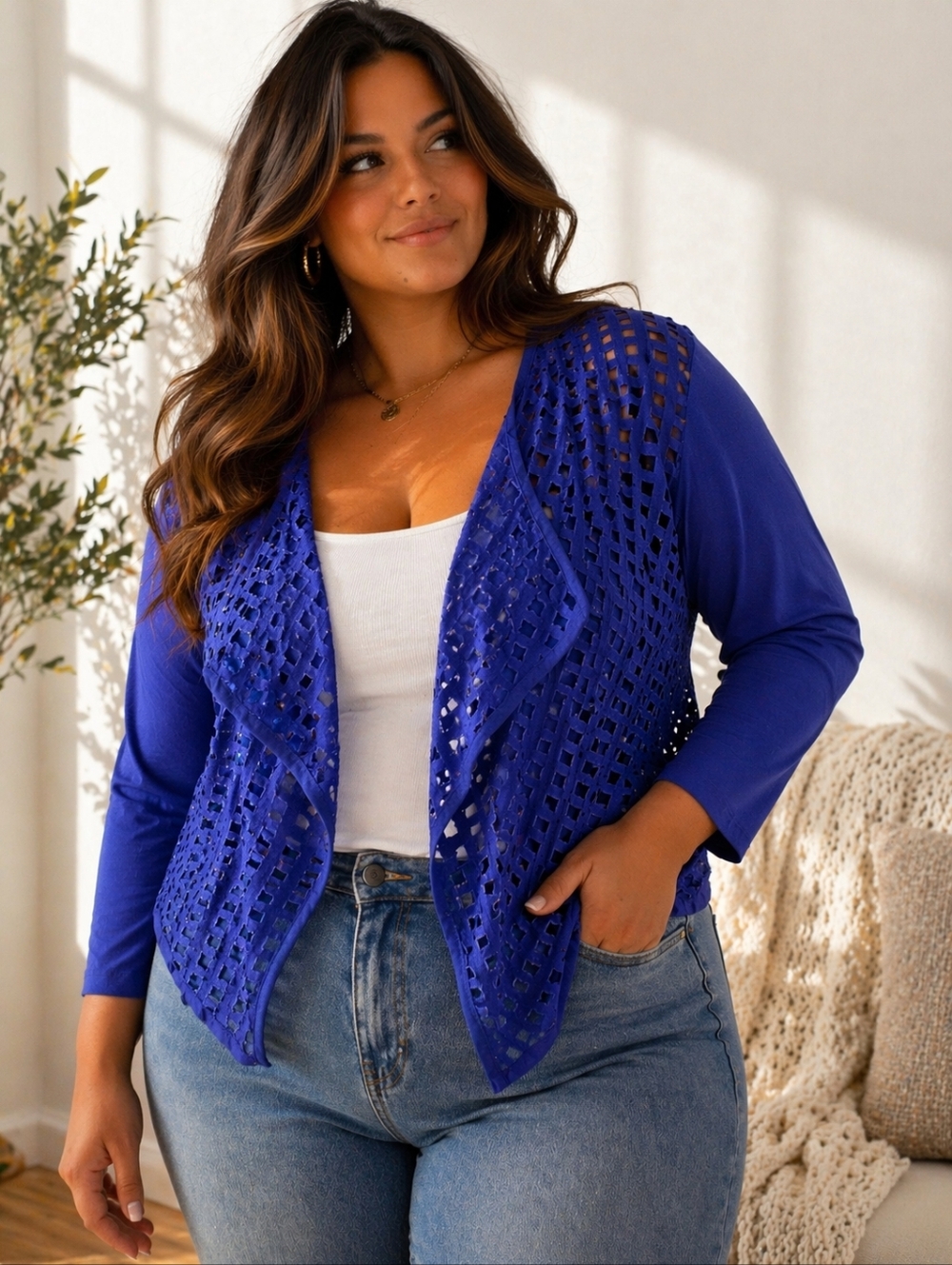 Chico's Royal Blue Easywear Open-Front Cardigan